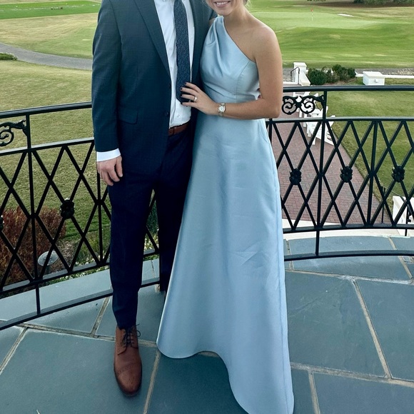 Alfred Sung Bridesmaid Dress in Mist, Size 4 - Picture 2 of 8